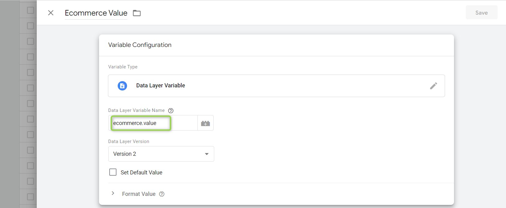 Data Layer variable Purchase Value